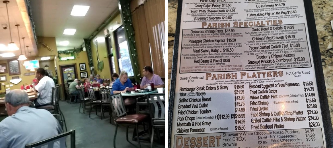 Parish Diner Menu